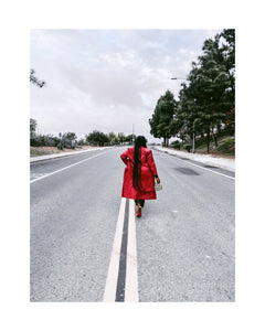 Luxe Leather- Vintage Longline Red Coat