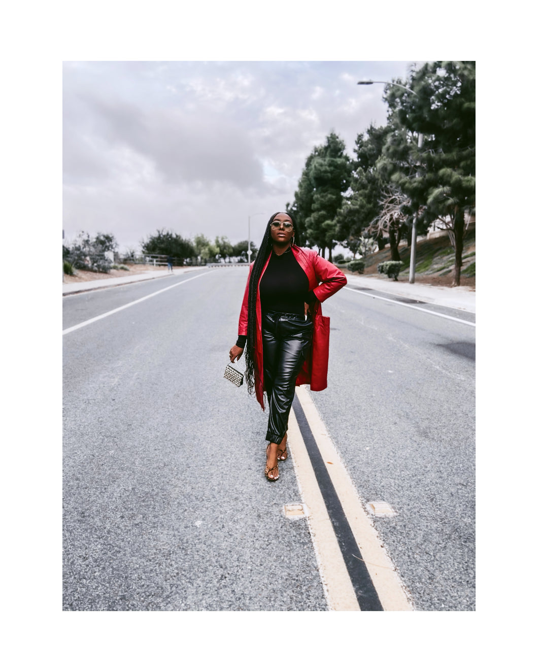 Luxe Leather- Vintage Longline Red Coat