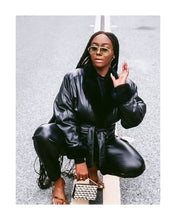 Load image into Gallery viewer, Luxe Leather- Faux Fur Lined Leather Aviator Coat
