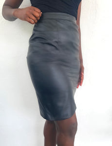 Luxe Leather-Black Leather Pencil Skirt