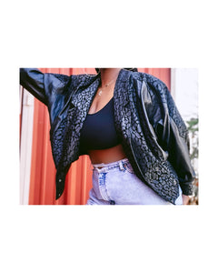 Luxe Leather- Vintage Leopard Detail Bomber